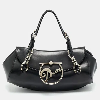 Pre-owned Dior Black Leather Diva Shoulder Bag