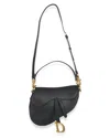 Dior Black Leather Grained Medium Saddle Bag (authentic Pre-loved) In Black