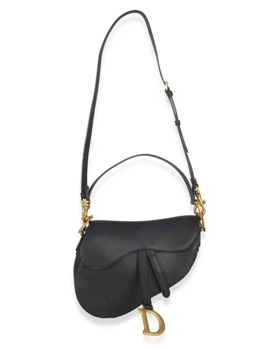 Dior Black Leather Grained Medium Saddle Bag (authentic Pre-loved)