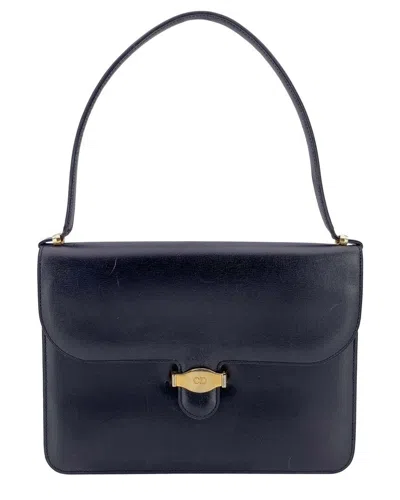 Dior Black Leather Handbag (authentic Pre-loved) In Blue
