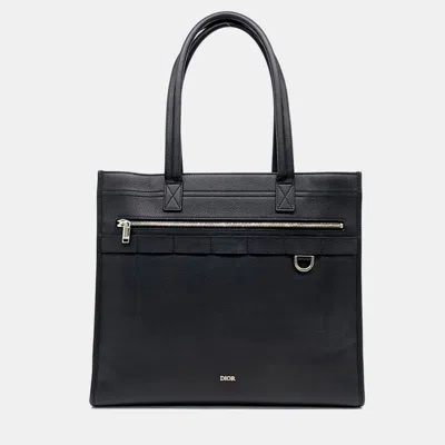 Pre-owned Dior Black Leather Homme Safari Tote Bag