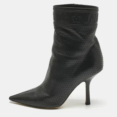 Pre-owned Dior Black Leather J'a Ankle Length Boots Size 38