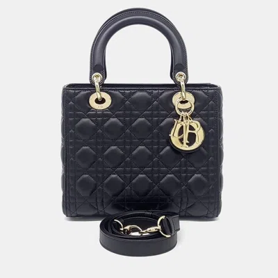 Pre-owned Dior Black Leather Lady Bag Medium