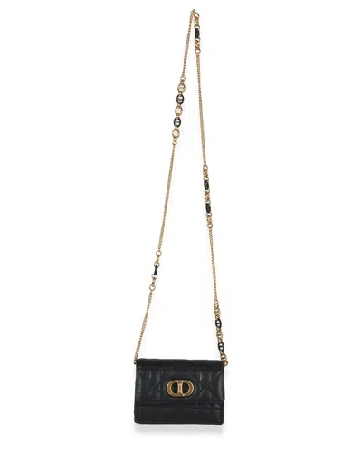Pre-owned Dior Black Leather Macrocannage Micro Miss Caro Chain Bag (authentic Pre-loved)