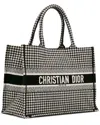 Dior Black Leather Medium Houndstooth Book Tote (authentic Pre-loved) In Multi