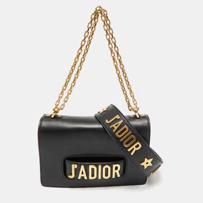 Pre-owned Dior Black Leather Medium J'a Flap Shoulder Bag