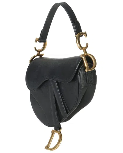 Dior Black Leather Mini Saddle Bag (authentic Pre-loved) In Purple