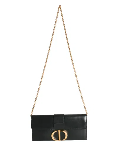 Pre-owned Dior Black Leather Montaigne 30 Clutch (authentic Pre-loved)