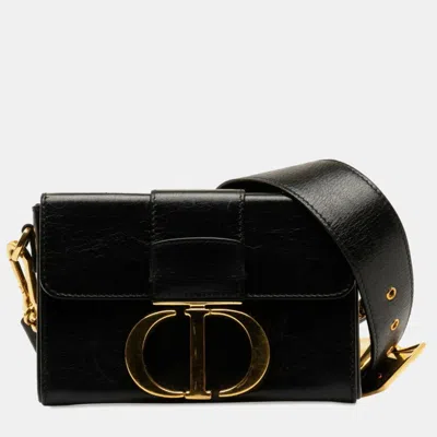 Pre-owned Dior Black Leather Montaigne Shoulder Bag