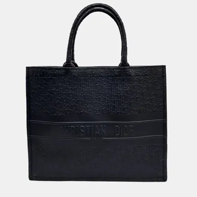 Pre-owned Dior Black Leather Oblique Book Tote Bag
