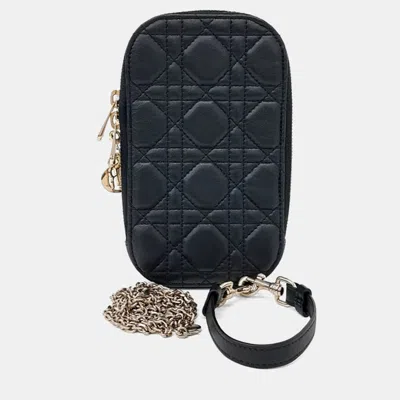 Pre-owned Dior Black Leather Phone Holder Crossbody Bag