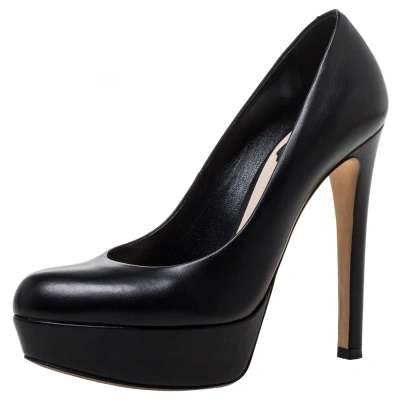 Pre-owned Dior Black Leather Platform Pumps Size 36