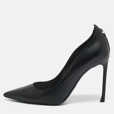 Pre-owned Dior Black Leather Pointed Toe Pumps Size 39.5