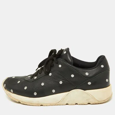 Pre-owned Dior Black Leather Polka Dot Low Top Sneakers Size 41