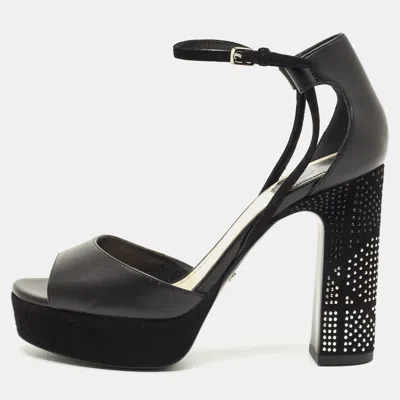 Pre-owned Dior Black Leather Rainbow Stellar Platform Sandals Size 36