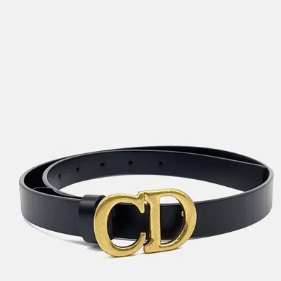 Pre-owned Dior Black Leather Saddle Belt