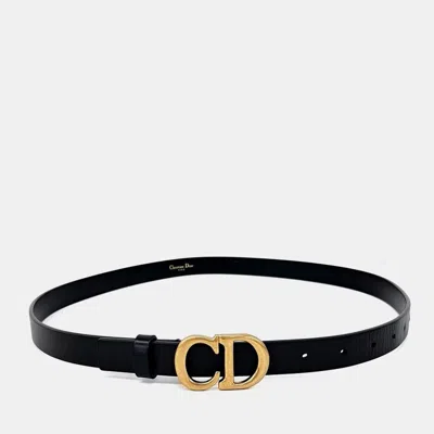 Pre-owned Dior Black Leather Saddle Belt