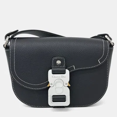 Pre-owned Dior Black Leather Saddle Mini Messenger Bag