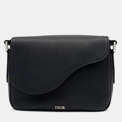Pre-owned Dior Black Leather Saddle Mini Messenger Bag