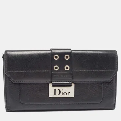 Pre-owned Dior Black Leather Street Chic Continental Wallet