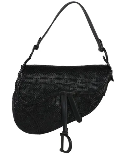 Dior Black Leather Ultra Matte Woven Saddle Bag (authentic Pre-loved)