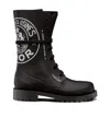 Dior Black Logo-printed Laced Short Boots In Black