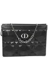 Dior Black Macrocannage Leather Macro Diamond Caro Zipped Pouch With Chain  (authentic Pre-loved)