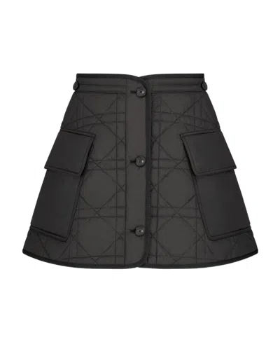 Dior Black Macrocannage Quilted Skirt