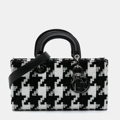 Pre-owned Dior Black Medium Canvas Macro Houndstooth Lady D Joy