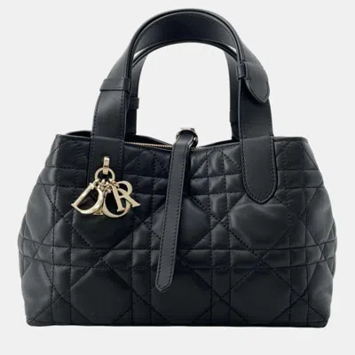 Pre-owned Dior Black Medium Macrocannage Toujours Bag