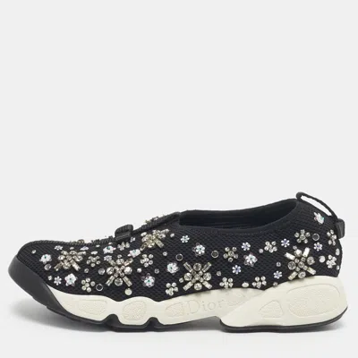 Pre-owned Dior Black Mesh Embellished Fusion Sneakers Size 35 5