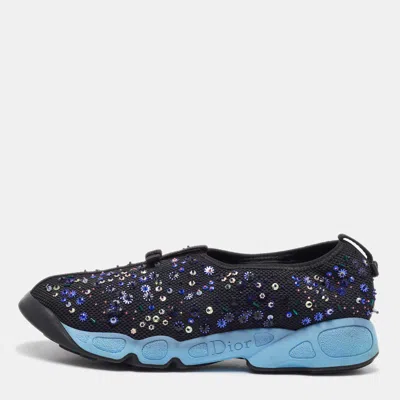 Pre-owned Dior Black Mesh Fusion Embellished Slip On Sneakers Size 41.5