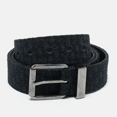 Pre-owned Dior Black Micro Oblique Jacquard Buckle Belt 110cm