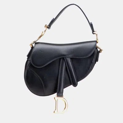 Pre-owned Dior Black Mini Leather Saddle Bag
