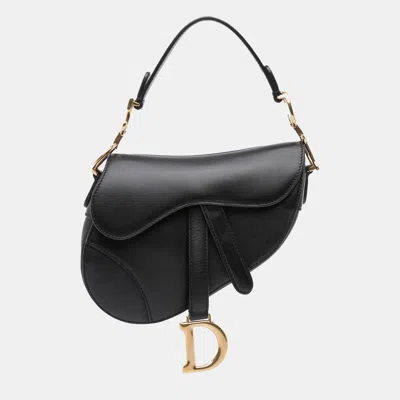 Pre-owned Dior Black Mini Smooth Calfskin Saddle Bag