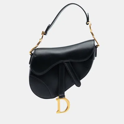 Pre-owned Dior Black Mini Smooth Calfskin Saddle Bag
