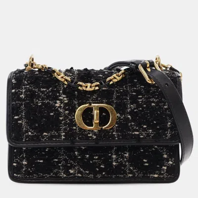 Pre-owned Dior Black Mini Tweed Macrocannage Miss Caro Bag