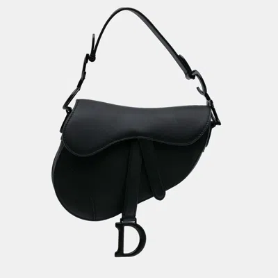 Pre-owned Dior Black Mini Ultra Matte Calfskin Saddle Bag