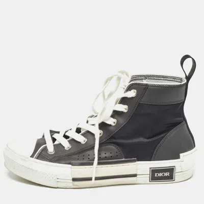 Pre-owned Dior Black Nylon And Leather B23 High Top Trainers Size 40.5