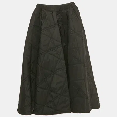 Pre-owned Dior Black Nylon Quilted Maxi Long Skirt 8yrs