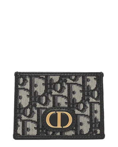 Dior Oblique Leather Card Holder In Black