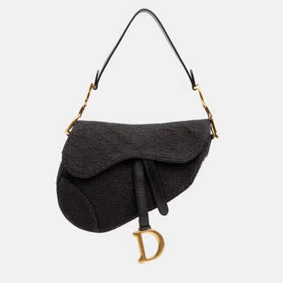 Pre-owned Dior Black Oblique Canvas Saddle Bag
