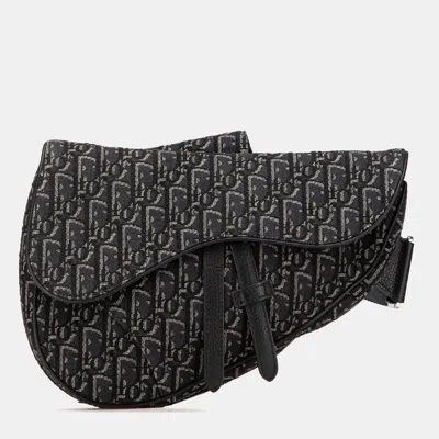 Pre-owned Dior Black Oblique Canvas Saddle Crossbody