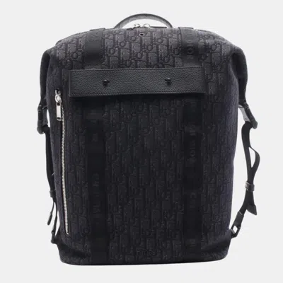 Pre-owned Dior Black Oblique Canvas Safari Backpack