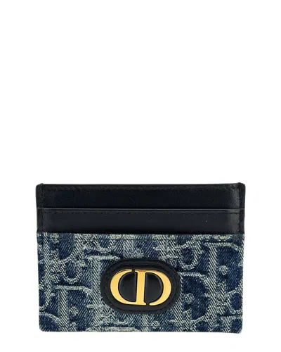 Pre-owned Dior Black Oblique Denim 30 Montaigne Card Holder (authentic Pre-loved)