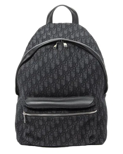 Pre-owned Dior Black Oblique Jacquard Canvas Rider Backpack (authentic Pre-loved)