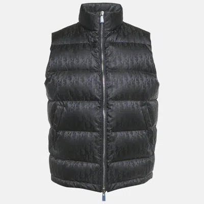 Pre-owned Dior Black Oblique Jacquard Down Vest L