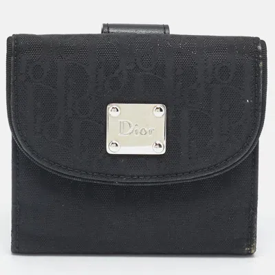 Pre-owned Dior Black Oblique Nylon French Wallet