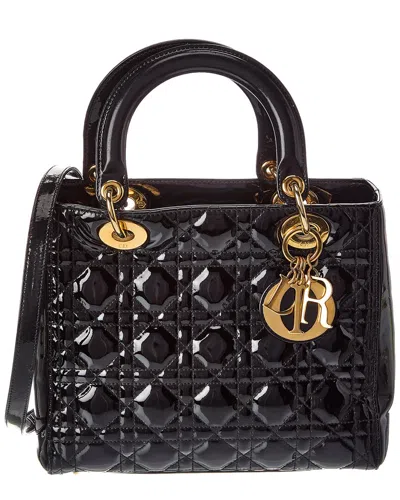 Dior Black Patent Cannage Leather Medium Lady  (authentic Pre-loved)