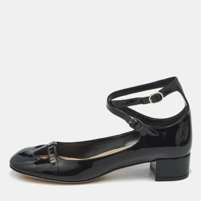 Pre-owned Dior Black Patent Leather Aime Mary Jane Pumps Size 38.5